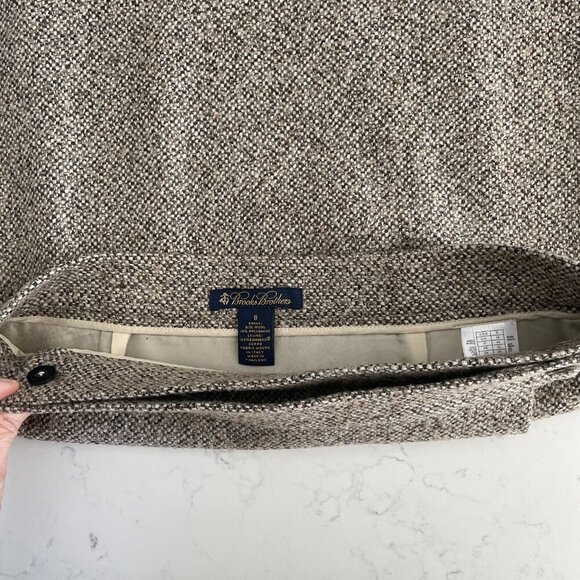 Brooks Brothers Classic Lined Tweed Wool Blend Wrap Skirt Brown Tan Cream Sz 8 - Picture 11 of 15